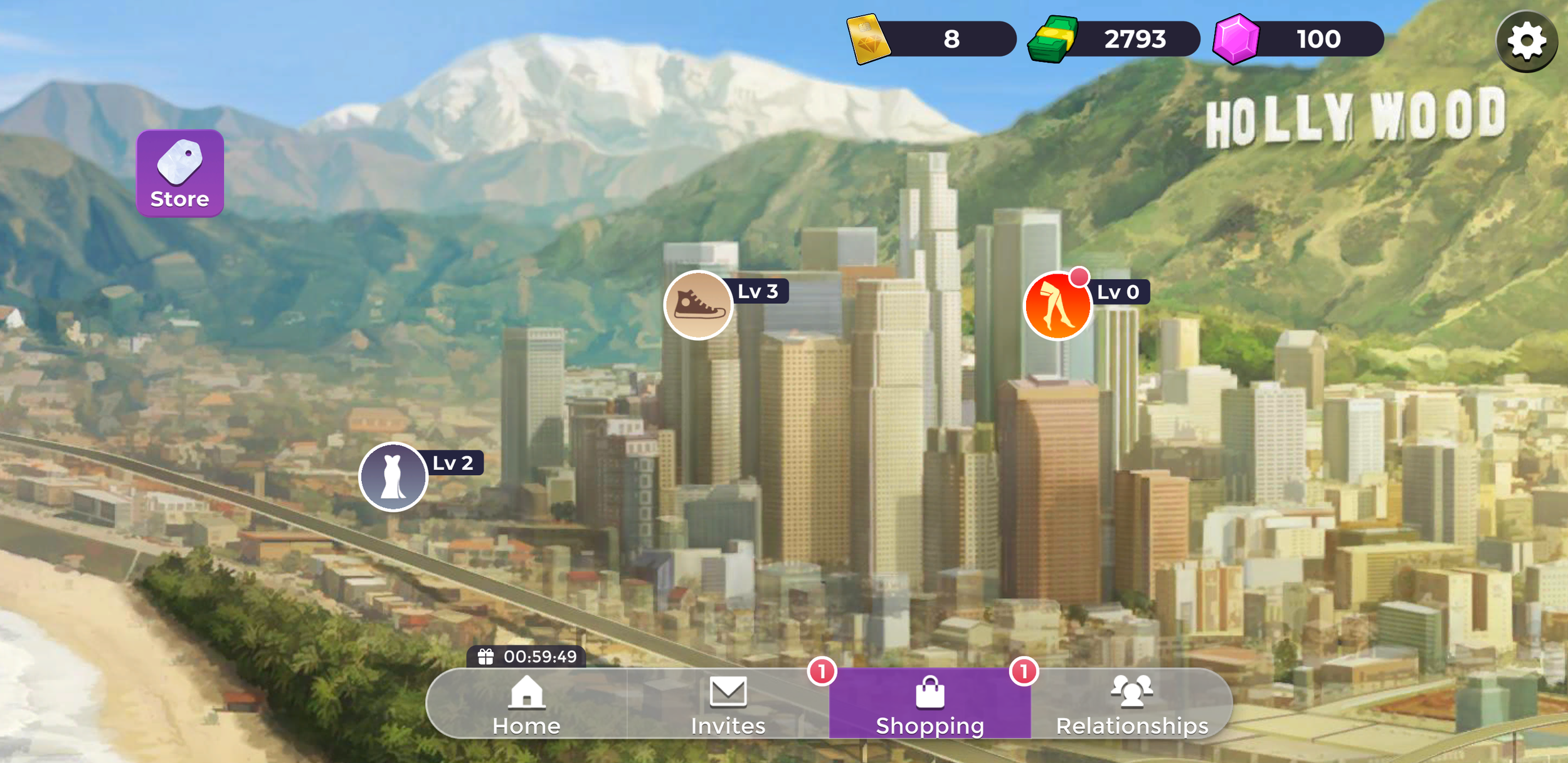 Map system with locations across the city