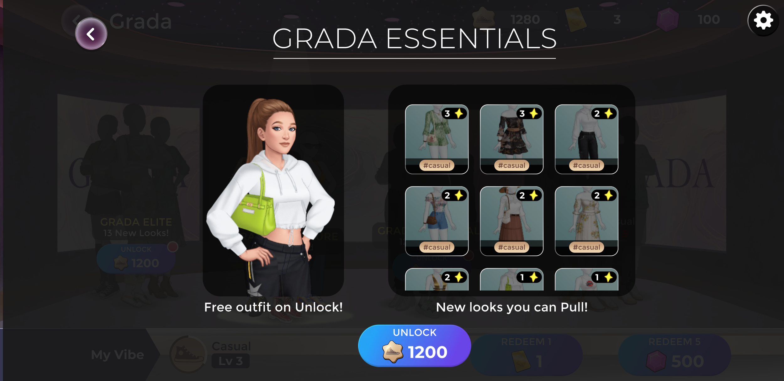 Brand store with collectible outfits
