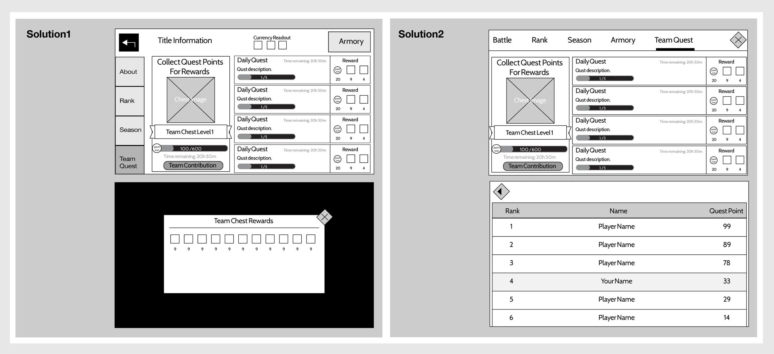 Web view wireframes